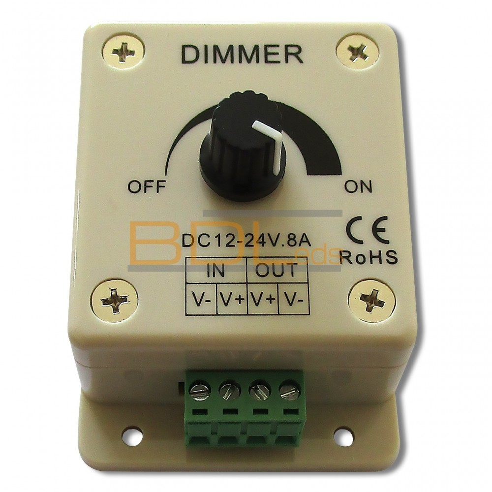 Variateur d'intensité à bouton rotatif pour lampe ou ruban LED - charge  maximum 96W en 12 volts et 190W en 24 volts