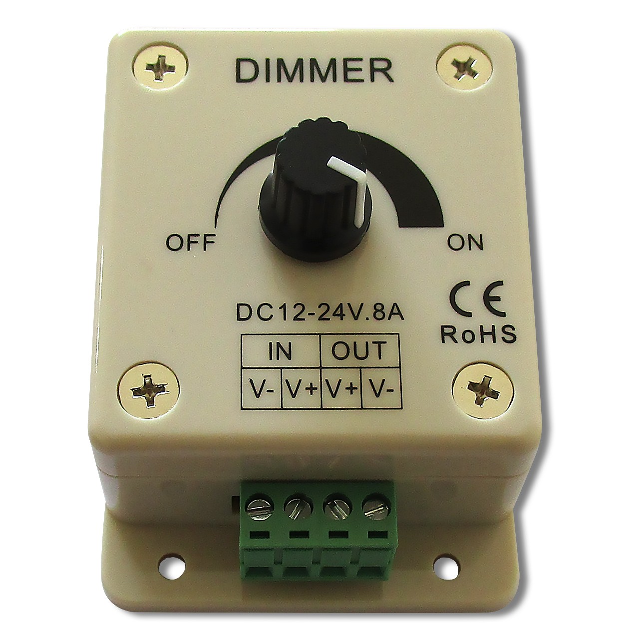 variateur LED, PWM 12V / 24V 8A, bouton rotatif, Structure
