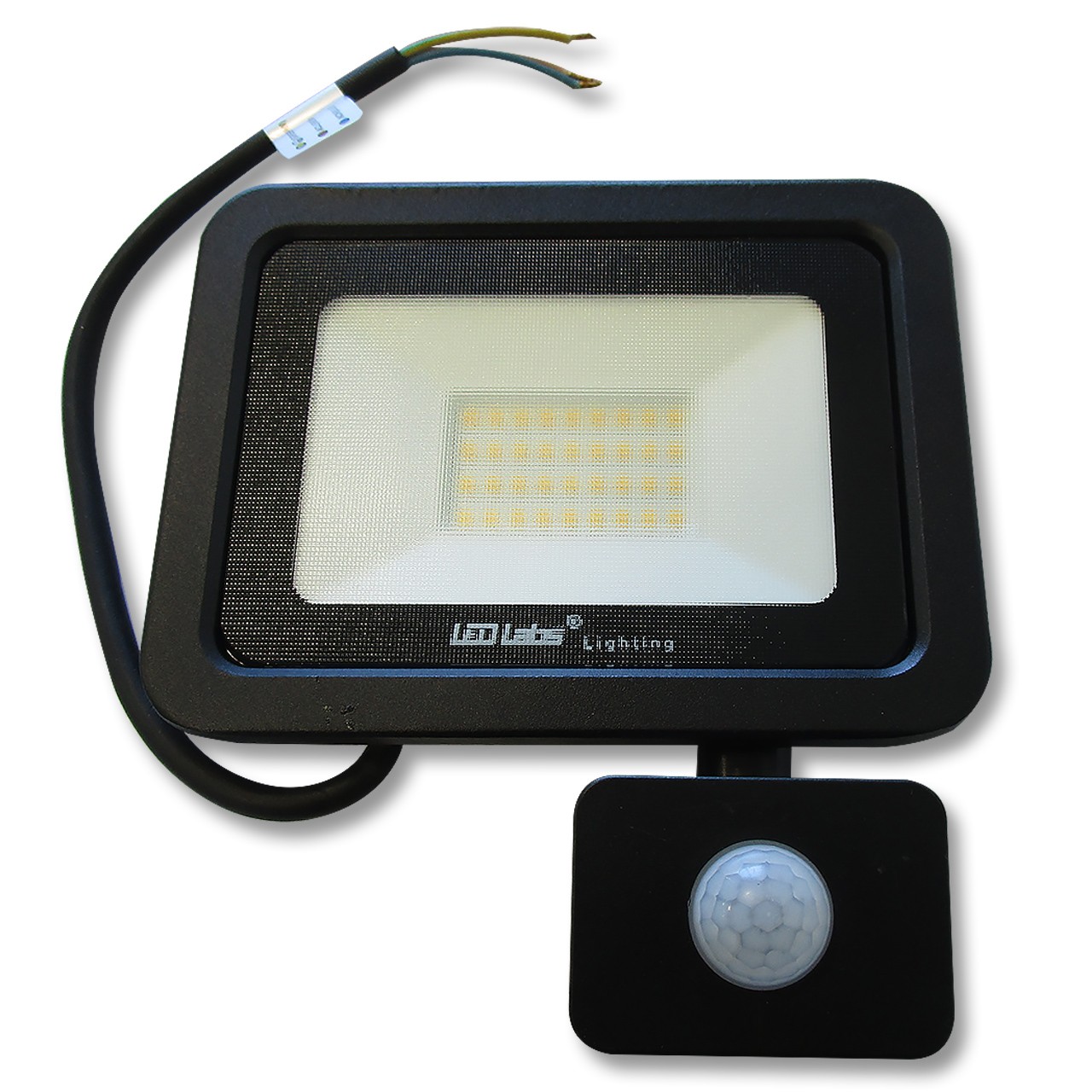 Projecteur LED 30W Noir détecteur de mouvement Blanc chaud