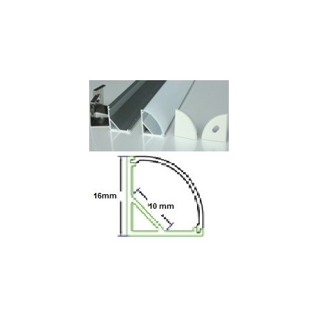 Profil Aluminium d'Angle 45° - 10x1mètre Profilé LED V-forme pour