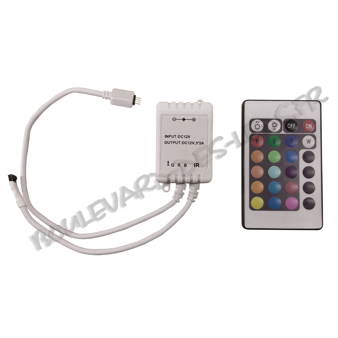 Unité de contrôle pour ruban LED RGB avec télécommande - 12V