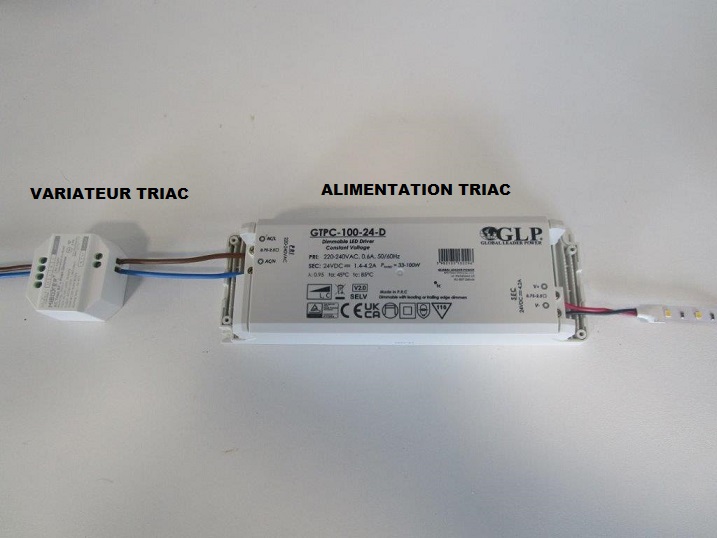 Branchement variateur triac pour alimentation et ruban LED